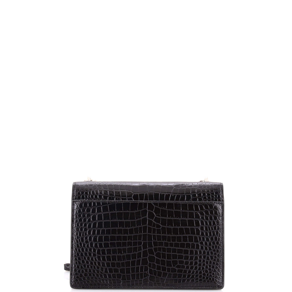 Sunset Crossbody Bag Crocodile Embossed Leather Medium