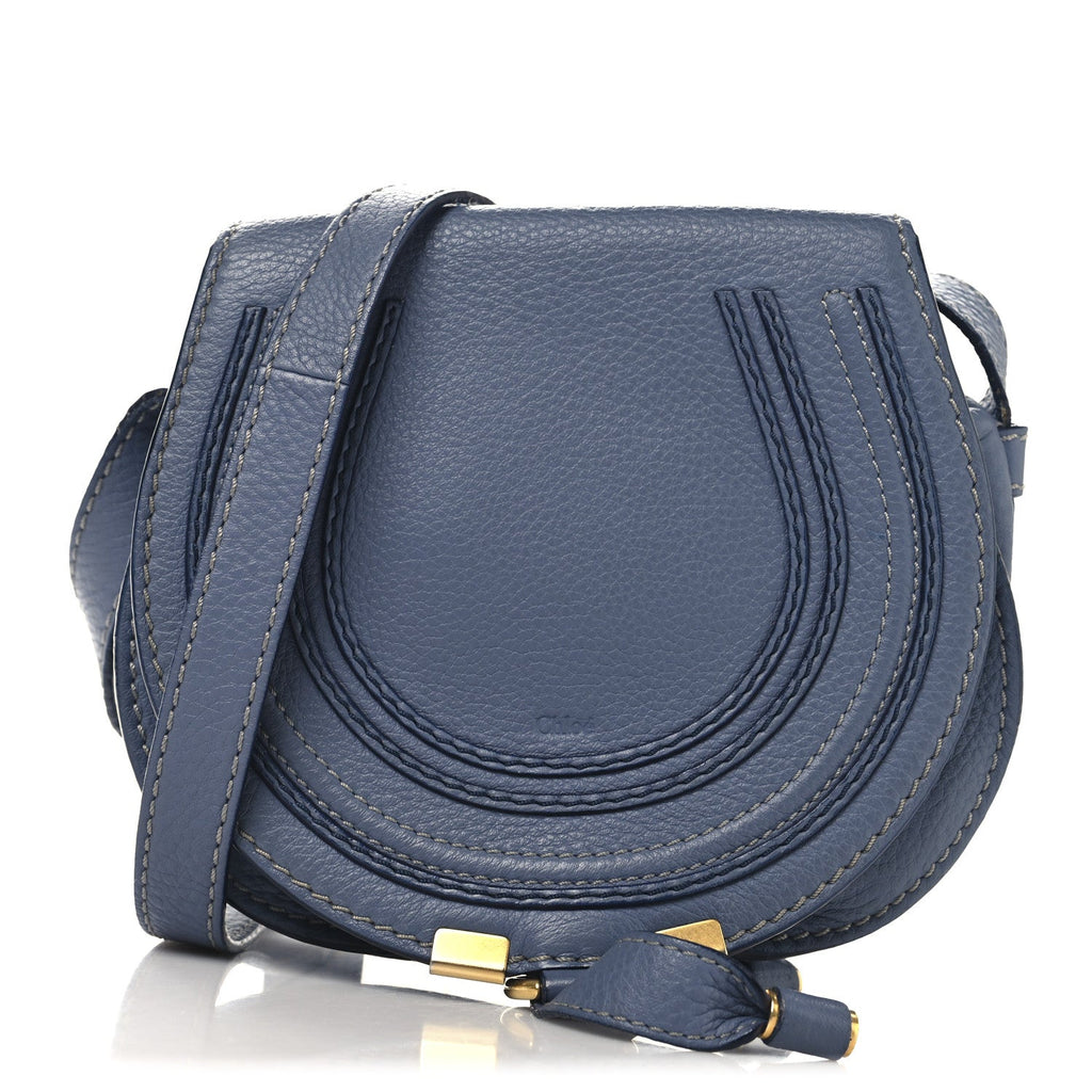 Calfskin Small Marcie Round Crossbody Bag Royal Navy