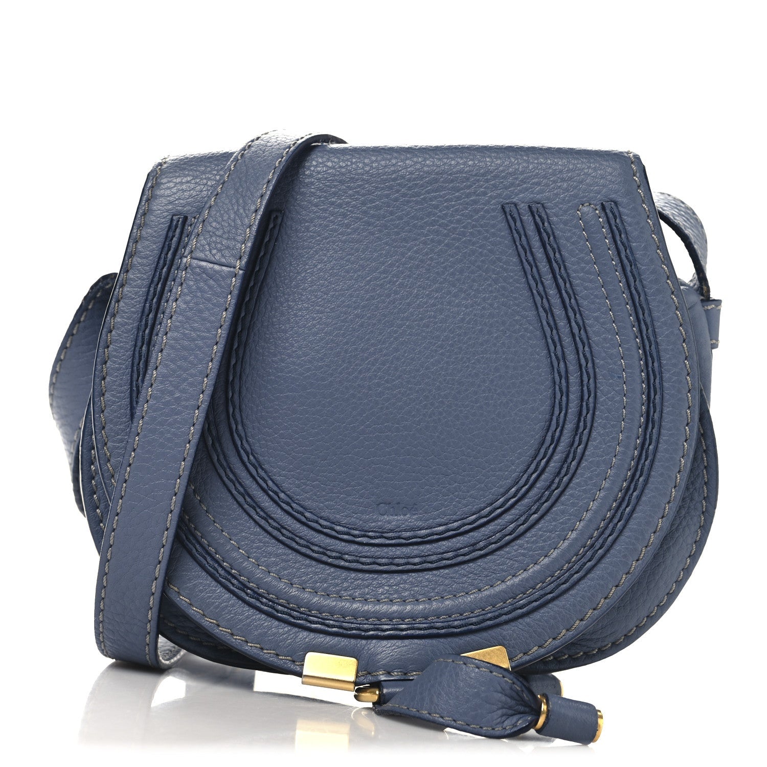 Calfskin Small Marcie Round Crossbody Bag Royal Navy