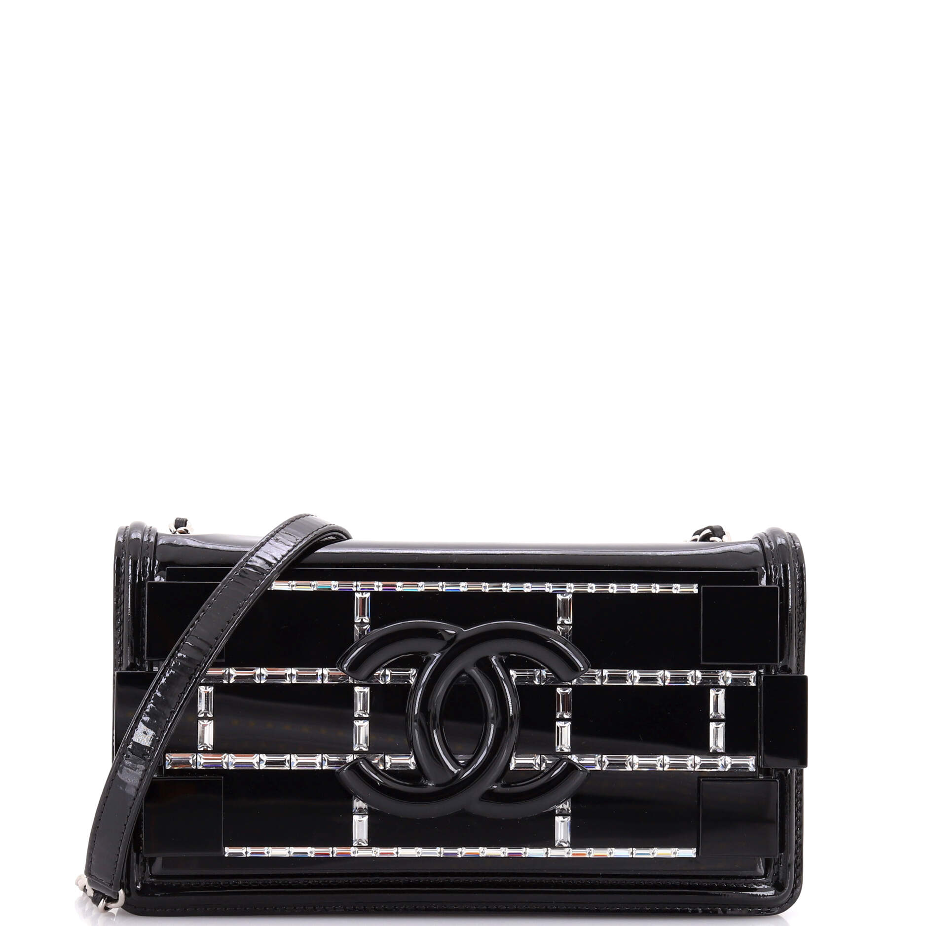 Boy Brick Flap Bag Patent with Crystal Inlaid Plexiglass Horizontal