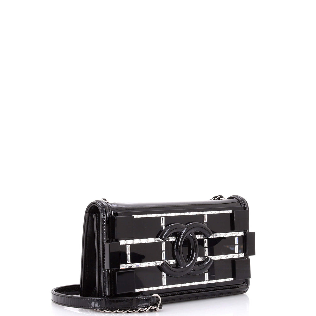 Boy Brick Flap Bag Patent with Crystal Inlaid Plexiglass Horizontal