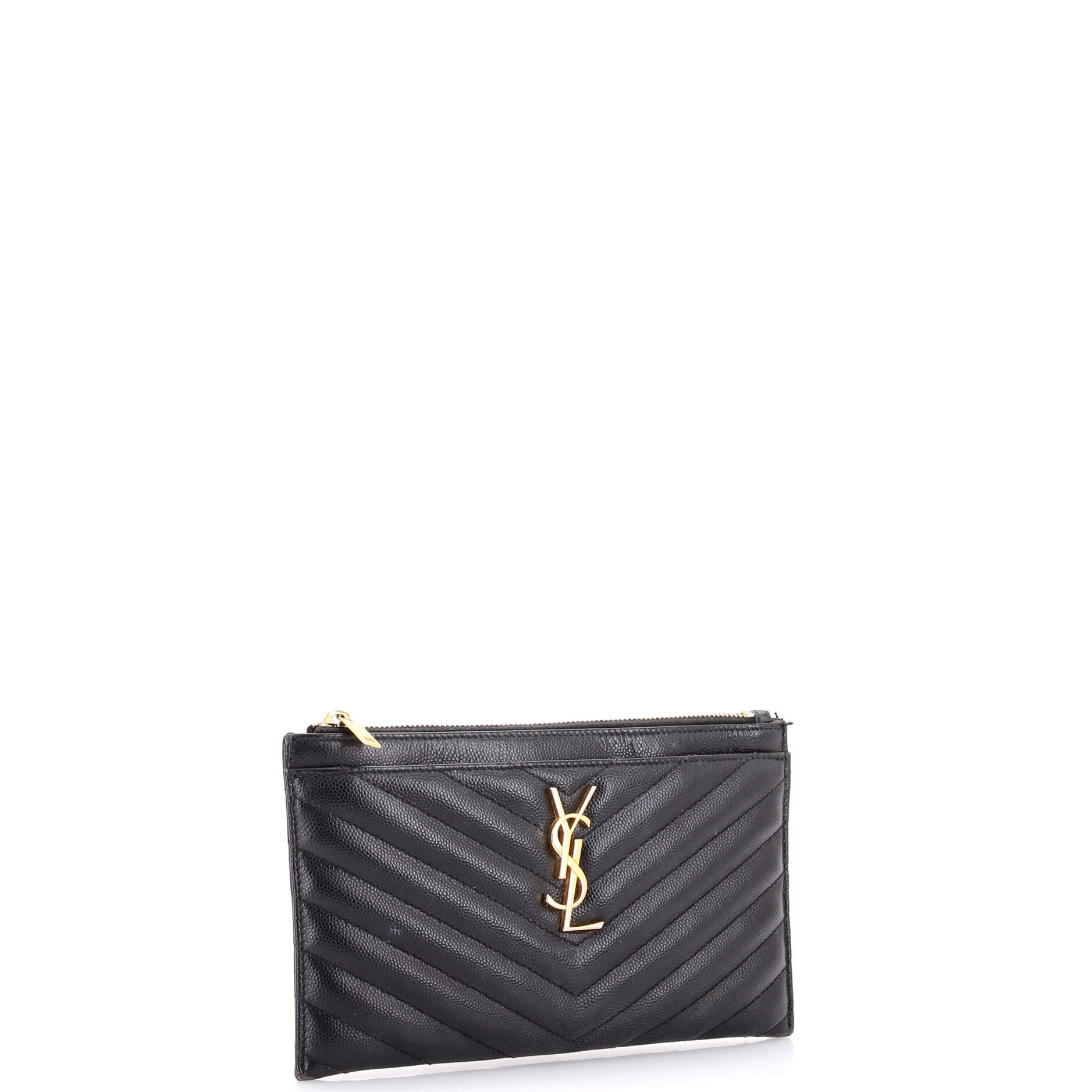 Classic Monogram Zip Bill Pouch Matelasse Chevron Leather Medium