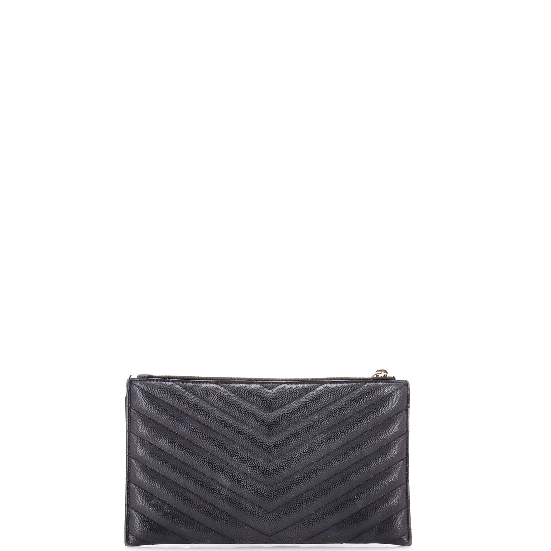 Classic Monogram Zip Bill Pouch Matelasse Chevron Leather Medium