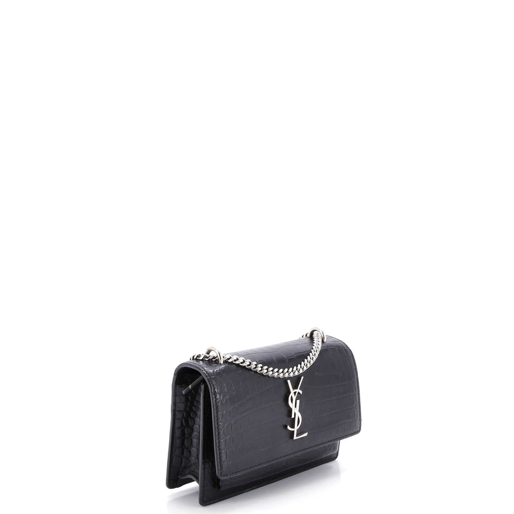 Sunset Chain Wallet Crocodile Embossed Leather