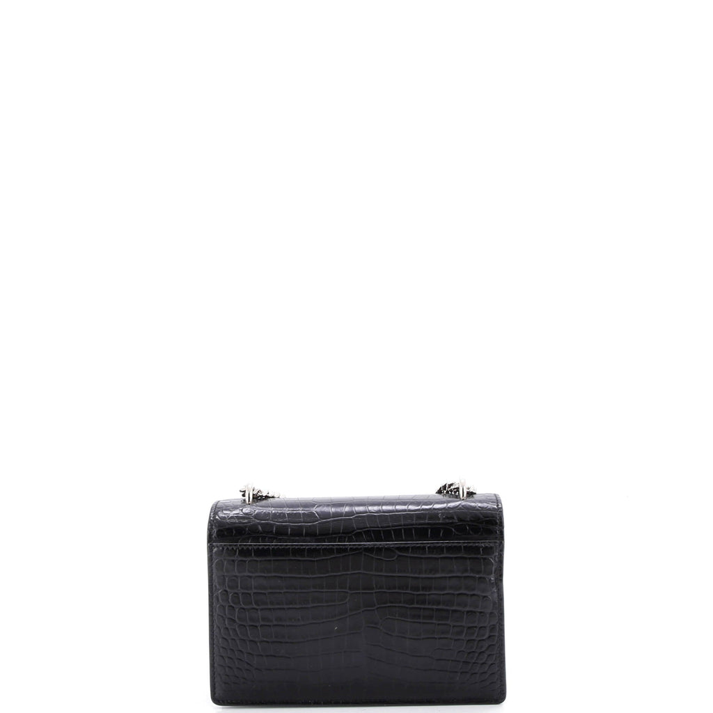 Sunset Chain Wallet Crocodile Embossed Leather