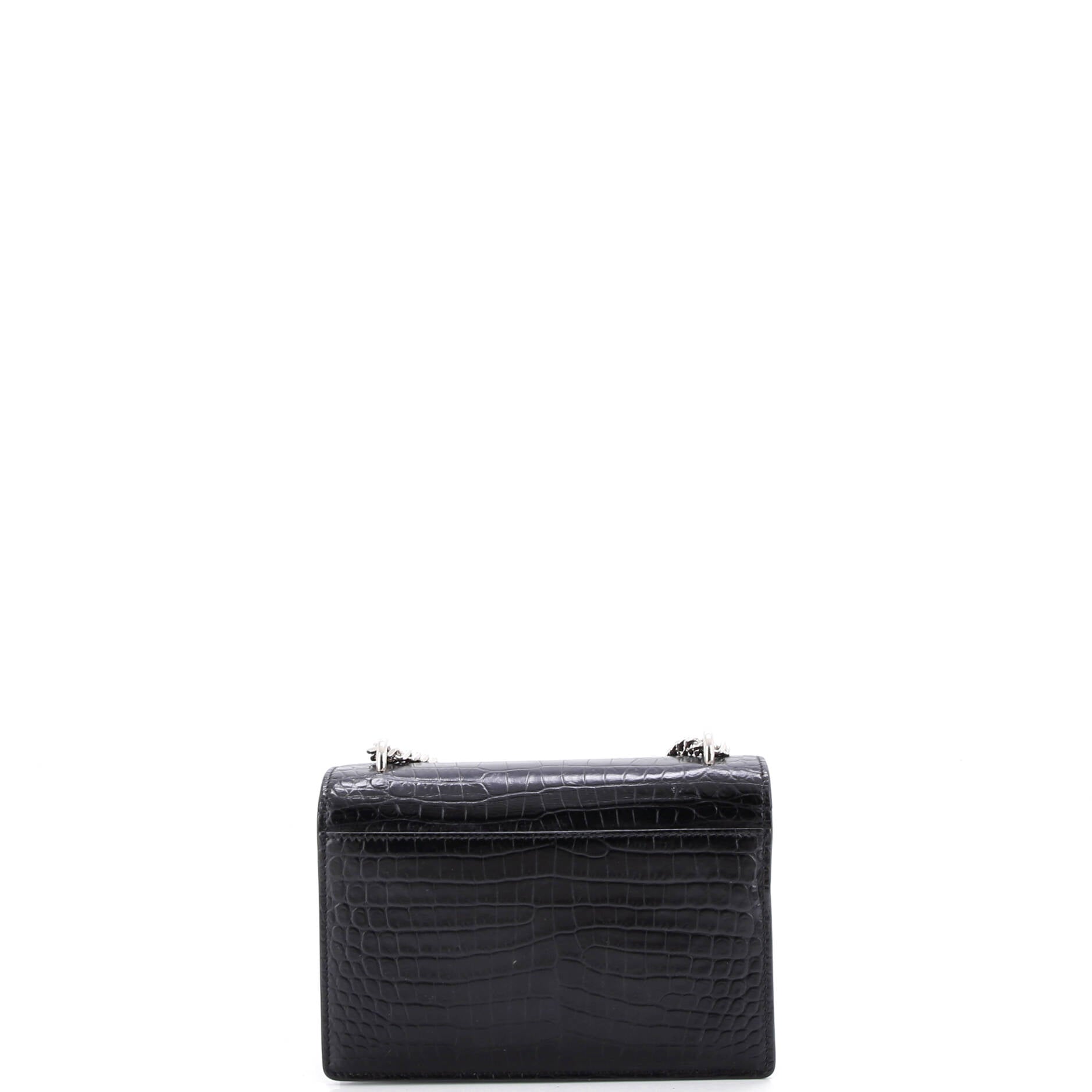 Sunset Chain Wallet Crocodile Embossed Leather