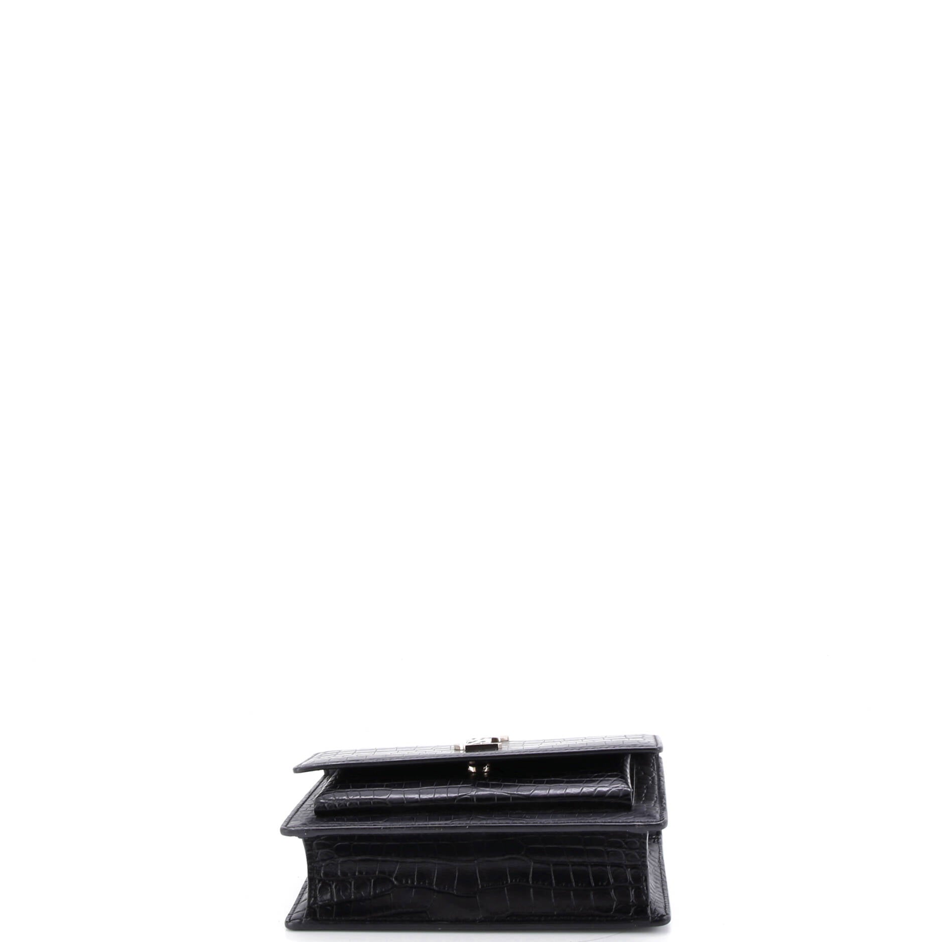 Sunset Chain Wallet Crocodile Embossed Leather