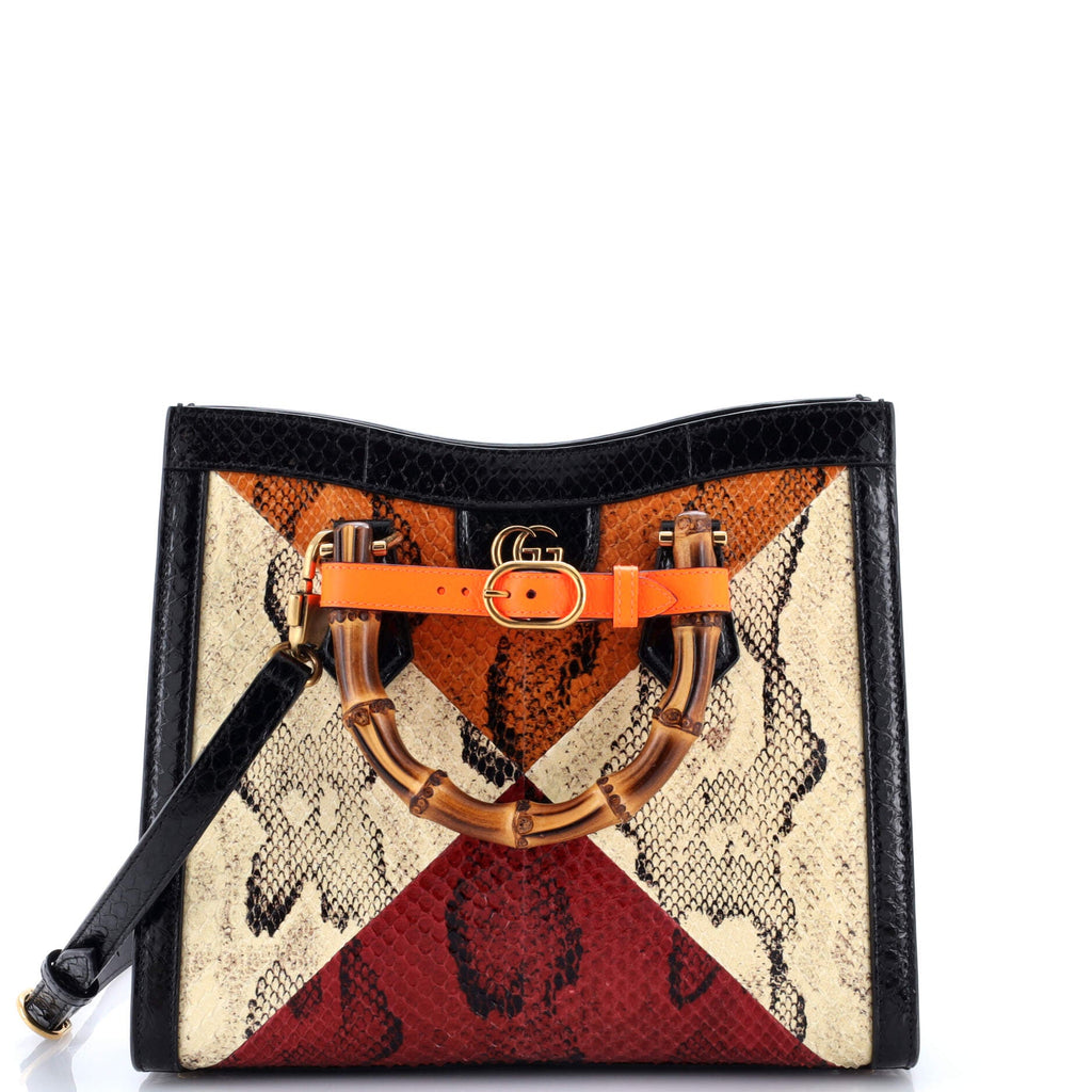 Diana NM Bamboo Handle Tote Python Small