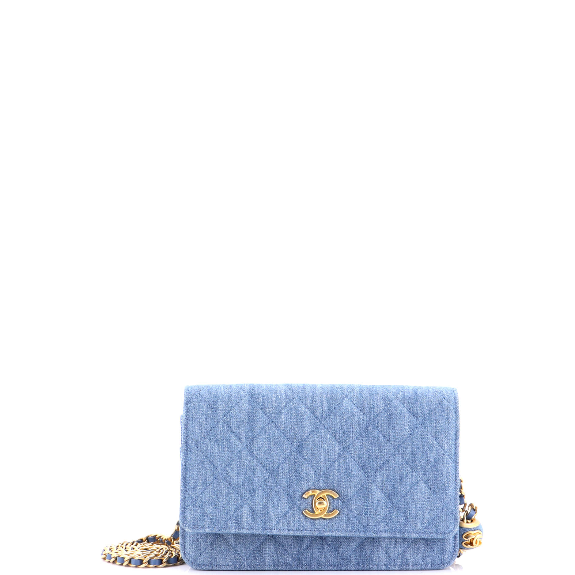Pearl Crush Wallet on Chain Quilted Denim