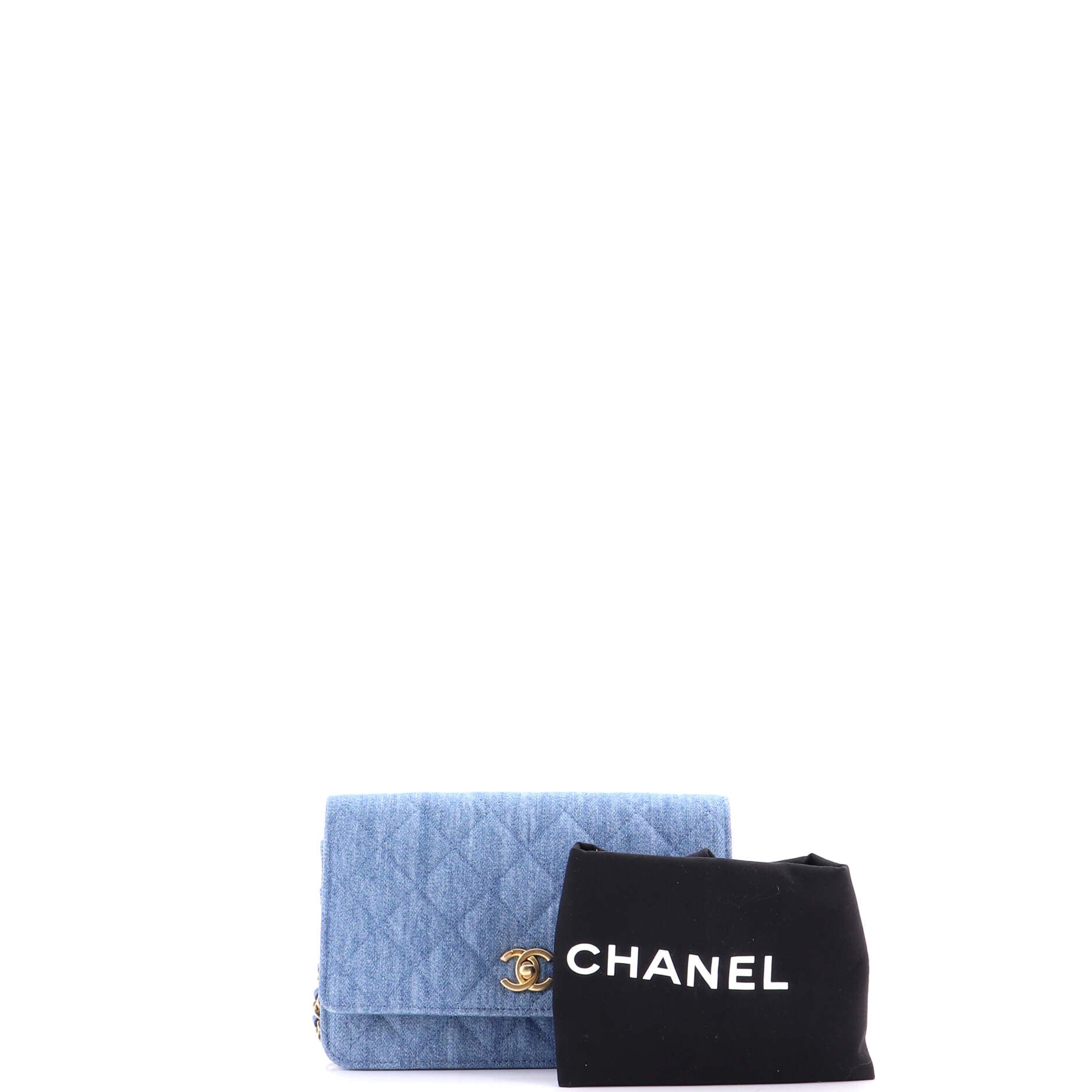 Pearl Crush Wallet on Chain Quilted Denim