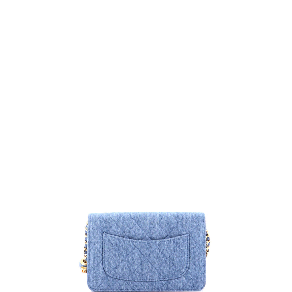 Pearl Crush Wallet on Chain Quilted Denim