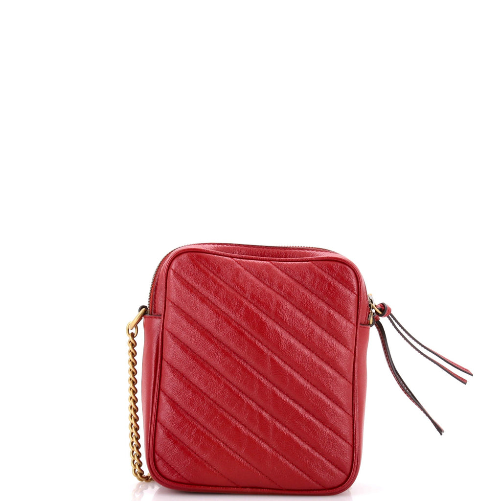 GG Marmont Double Zip Camera Bag Diagonal Quilted Leather Mini