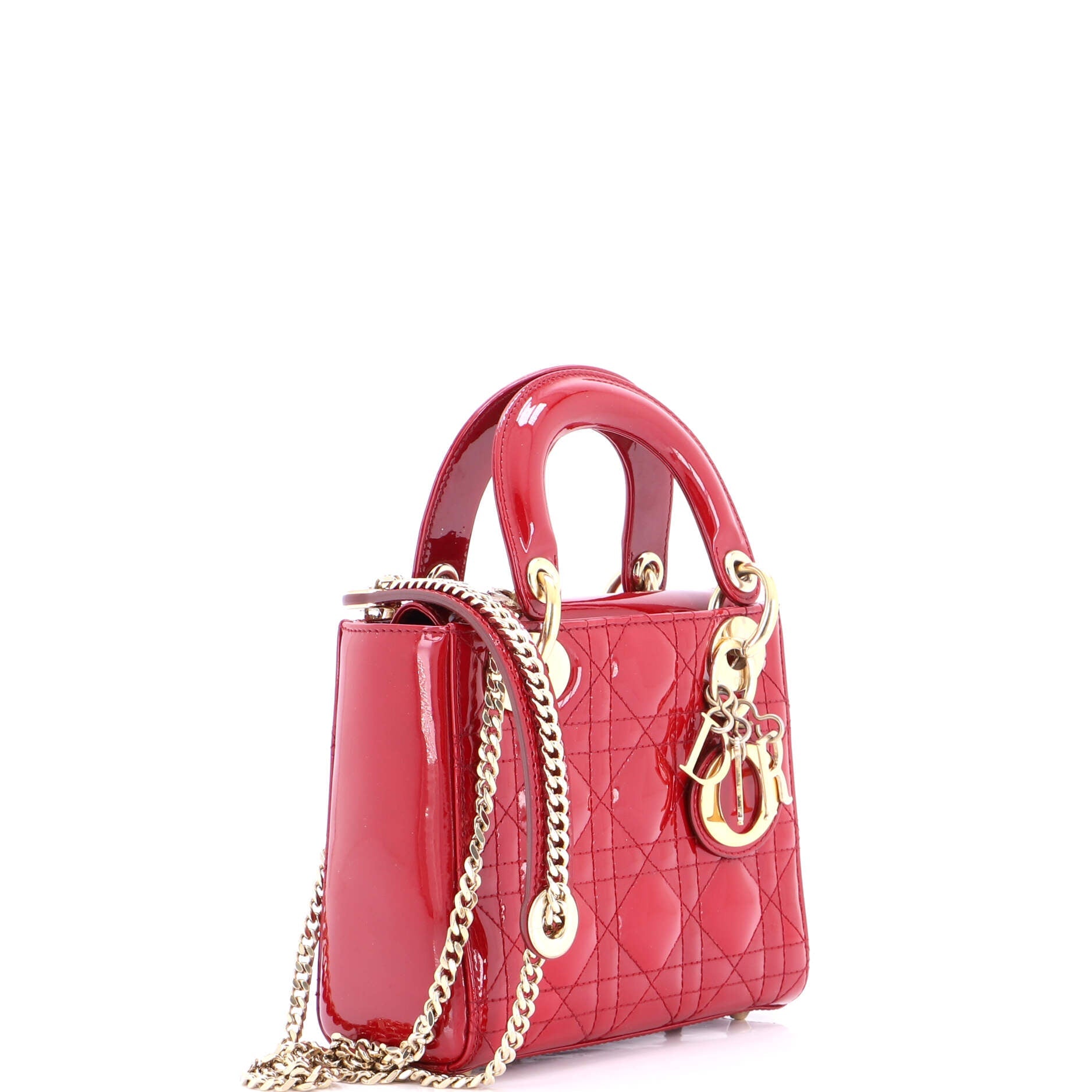 Lady Dior Chain Bag Cannage Quilt Patent Mini