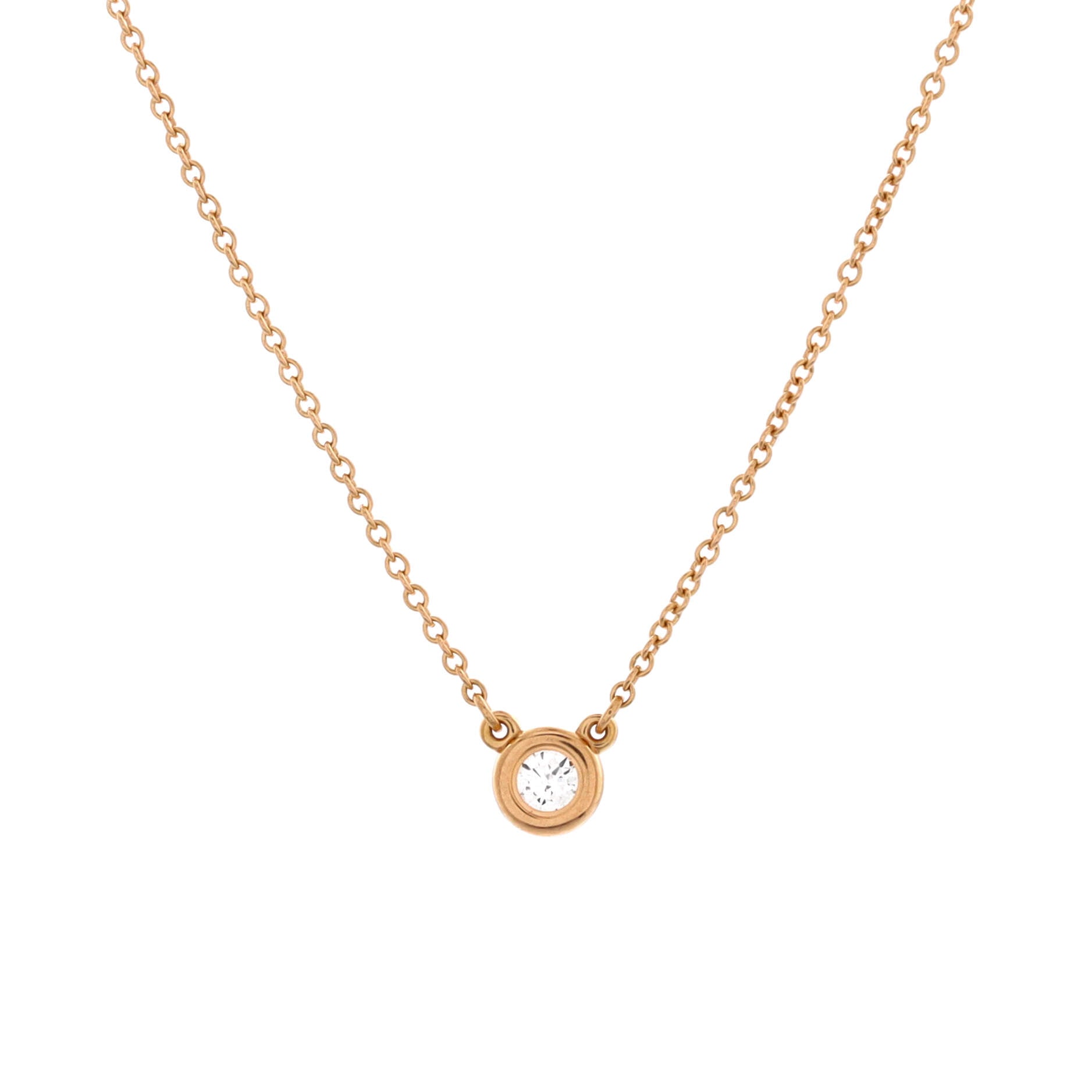 Elsa Peretti Diamonds By The Yard Pendant Necklace 18K Rose Gold and Diamond 0.17CT