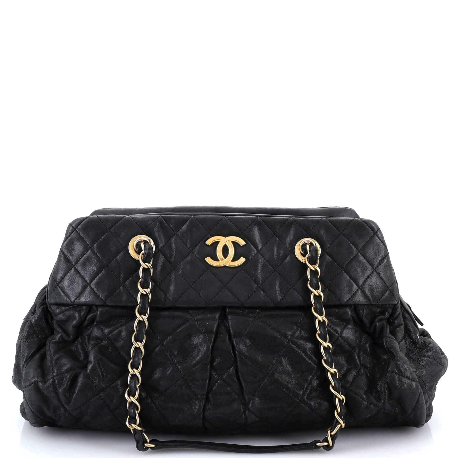 Chic Quilt Bowling Bag Quilted Iridescent Calfskin Medium