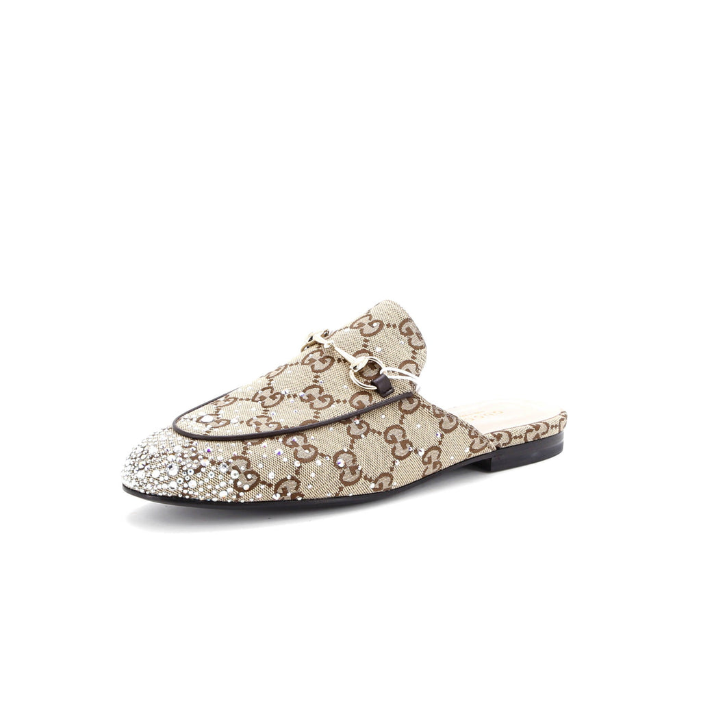 Women's Princetown Mules Crystal Embellished GG Canvas