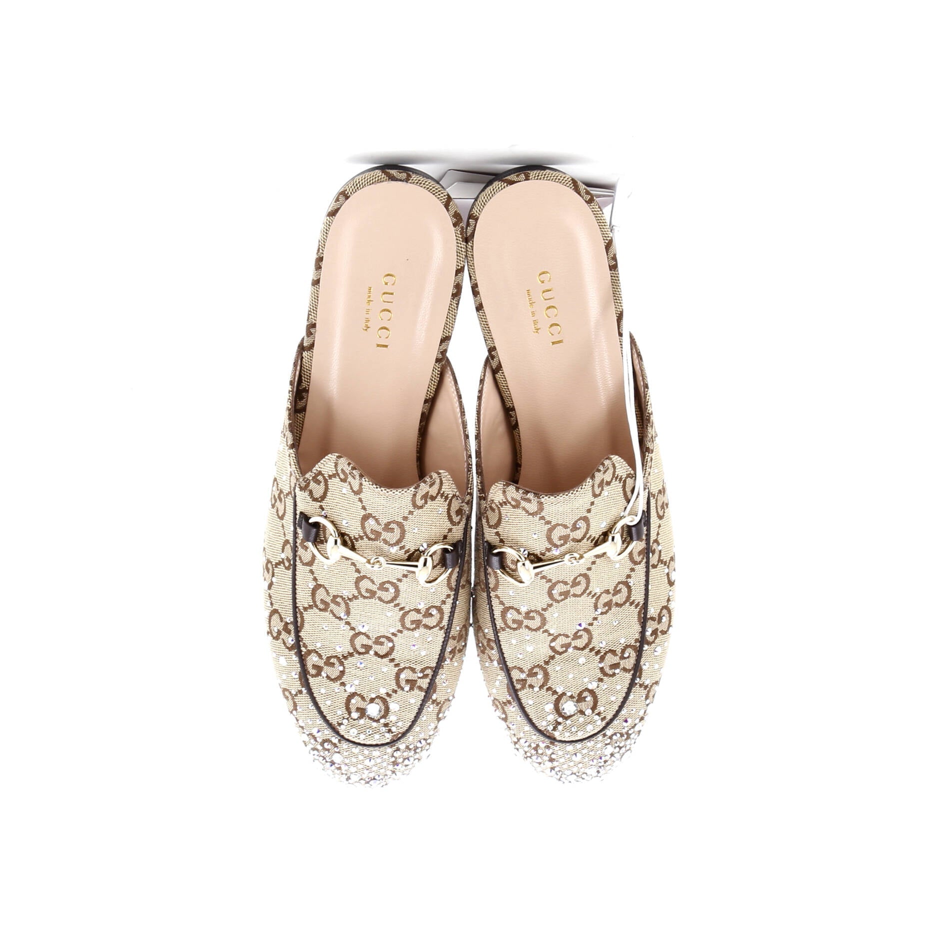 Women's Princetown Mules Crystal Embellished GG Canvas