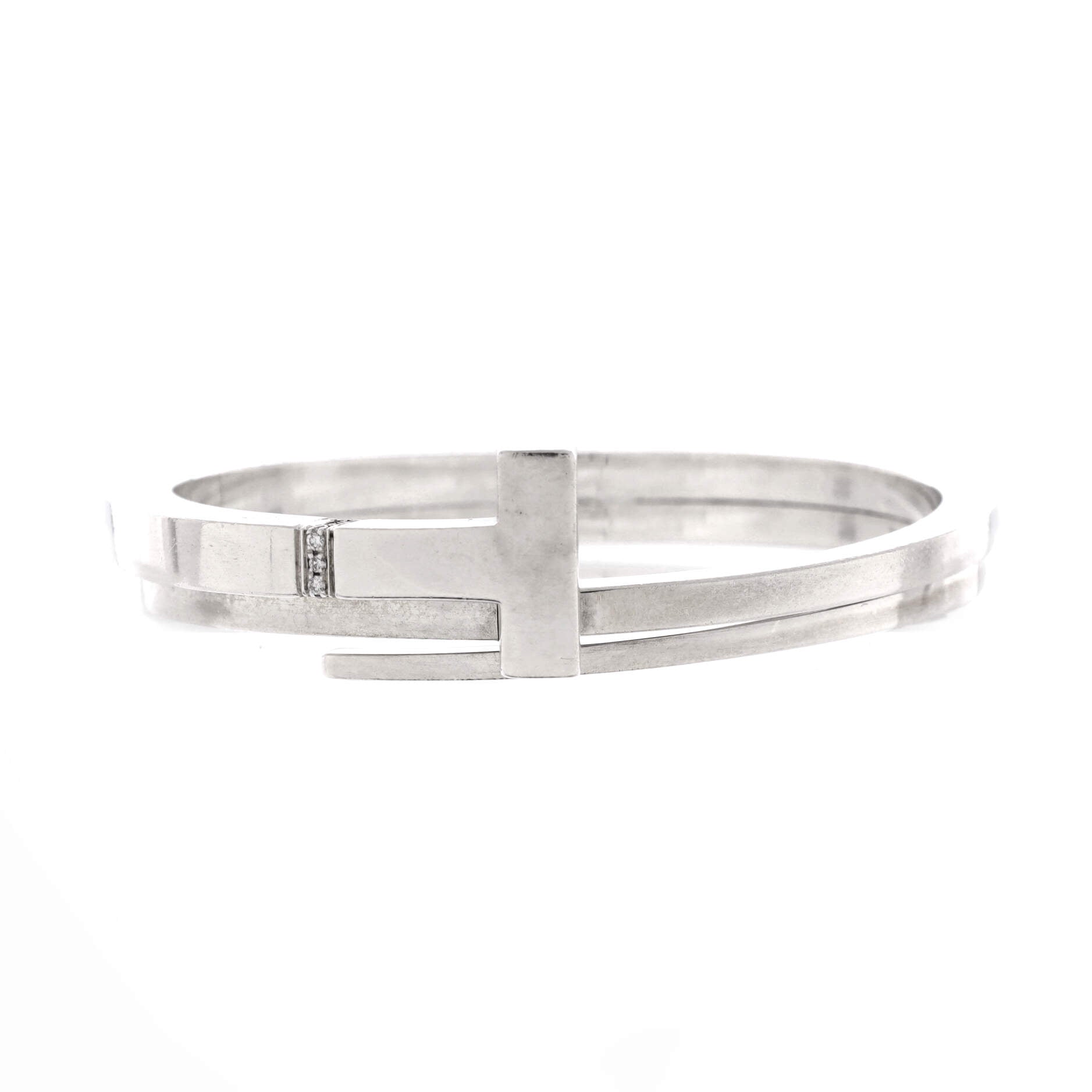 T Square Wrap Bracelet Sterling Silver with Diamonds