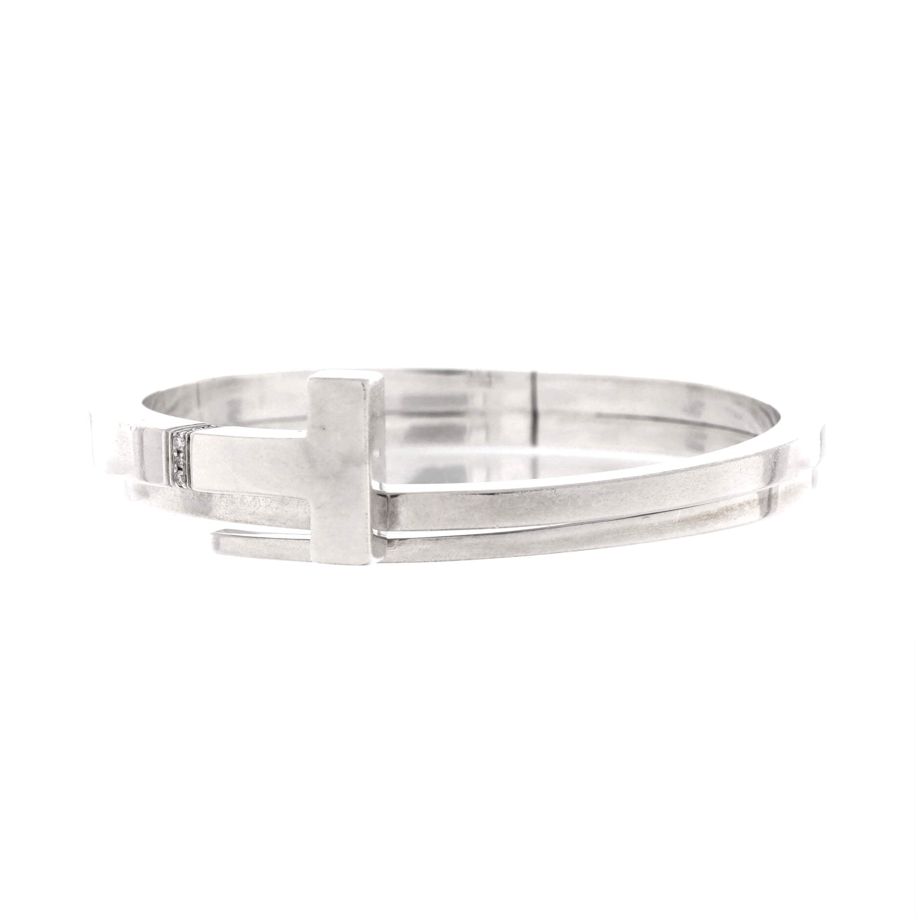 T Square Wrap Bracelet Sterling Silver with Diamonds