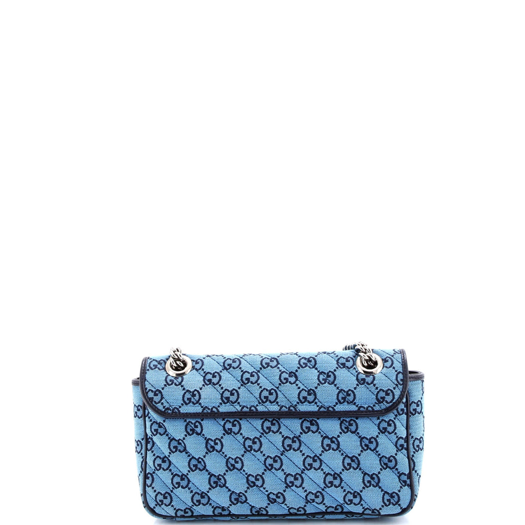 GG Marmont Flap Bag Diagonal Quilted GG Canvas with Leather Small