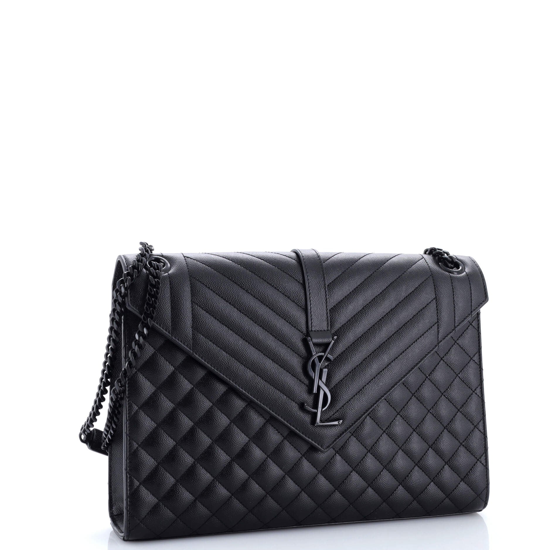 Classic Monogram Envelope Satchel Mixed Matelasse Leather Large