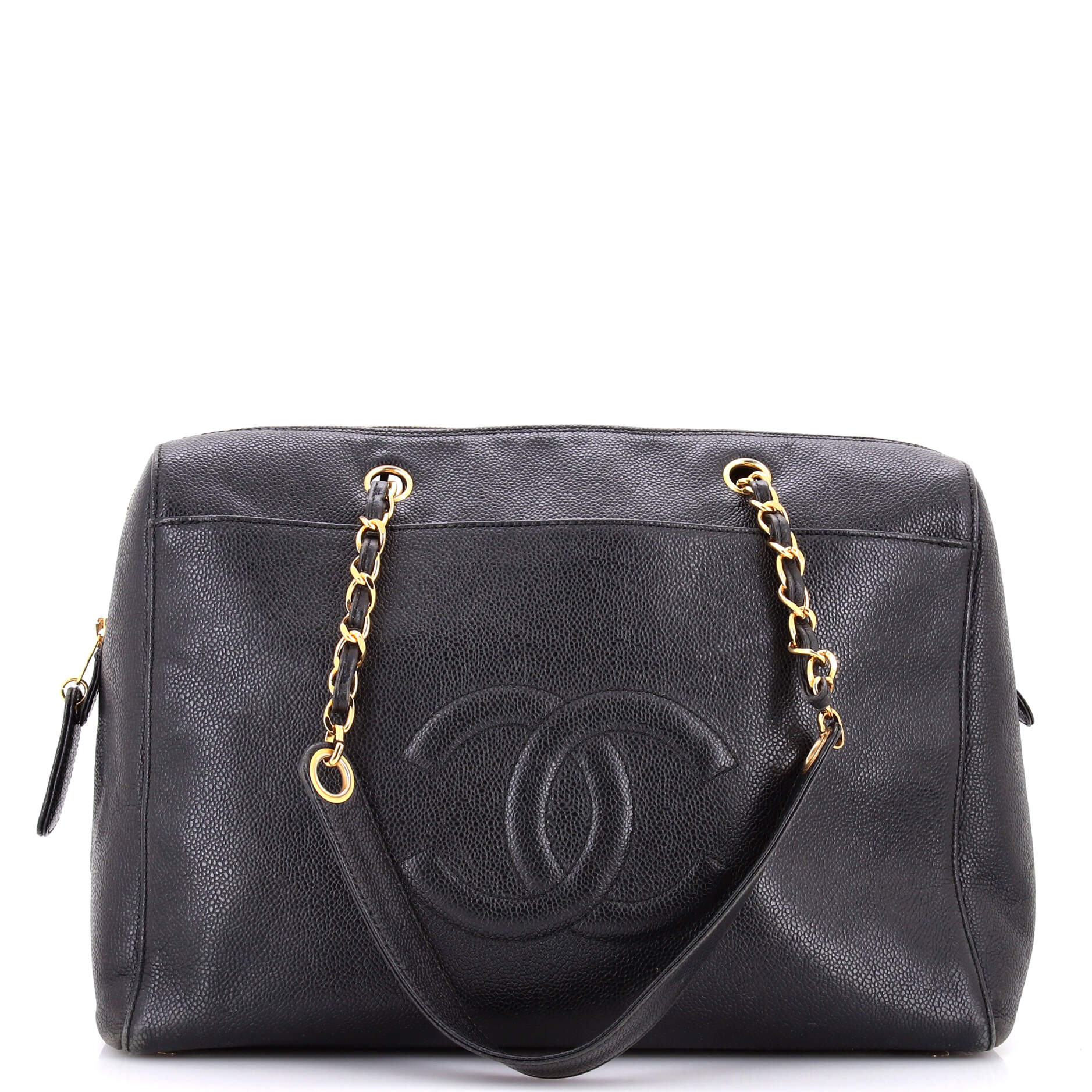 Vintage Timeless Zip Tote Caviar Medium