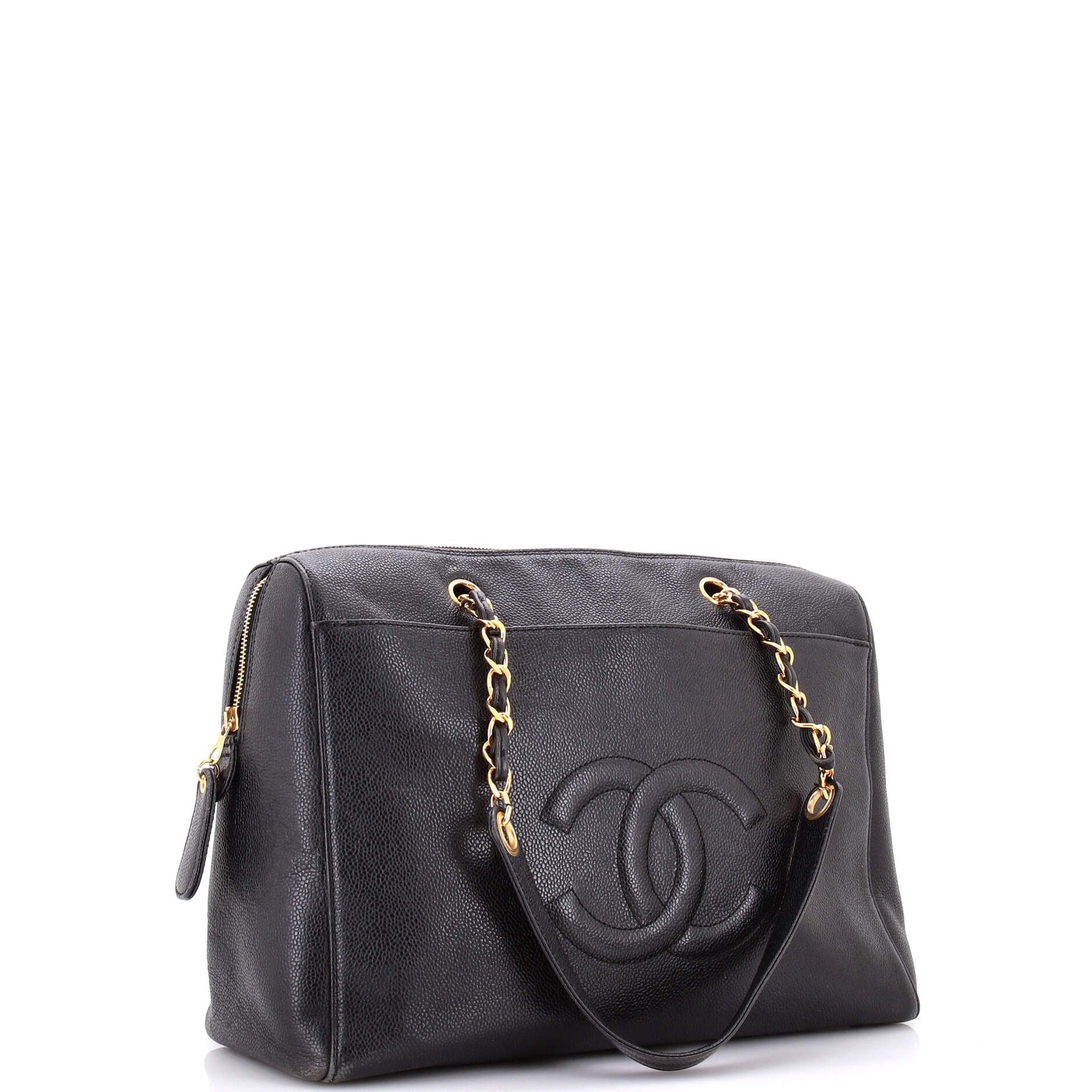 Vintage Timeless Zip Tote Caviar Medium