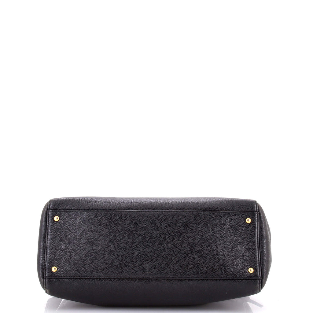 Vintage Timeless Zip Tote Caviar Medium