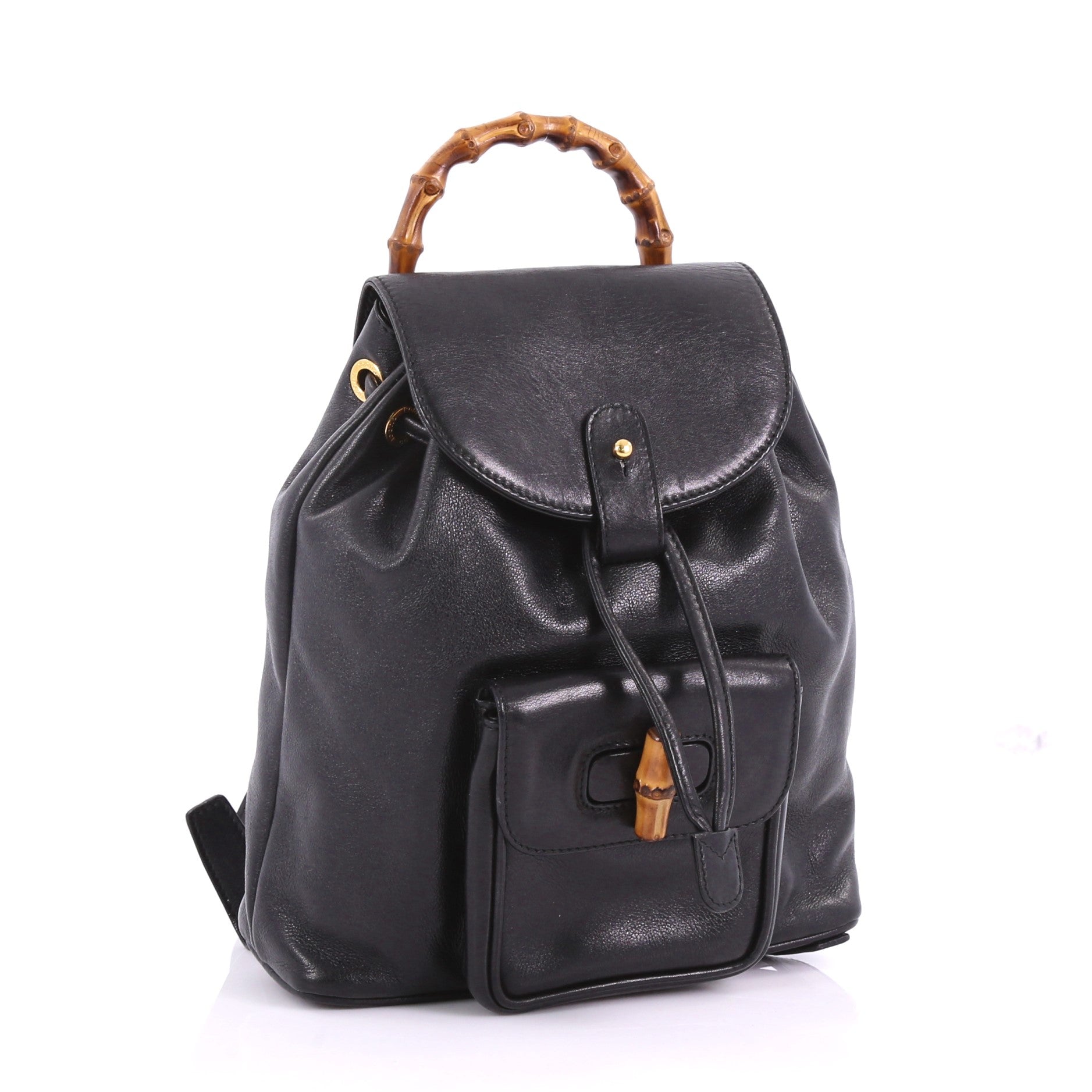 Vintage Bamboo Backpack Leather Mini