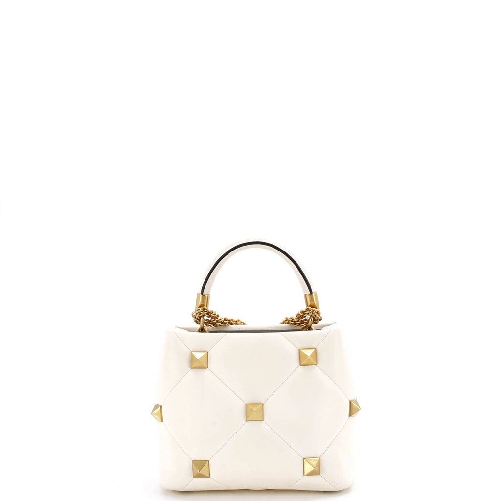 Roman Stud Top Handle Bag Quilted Leather Small