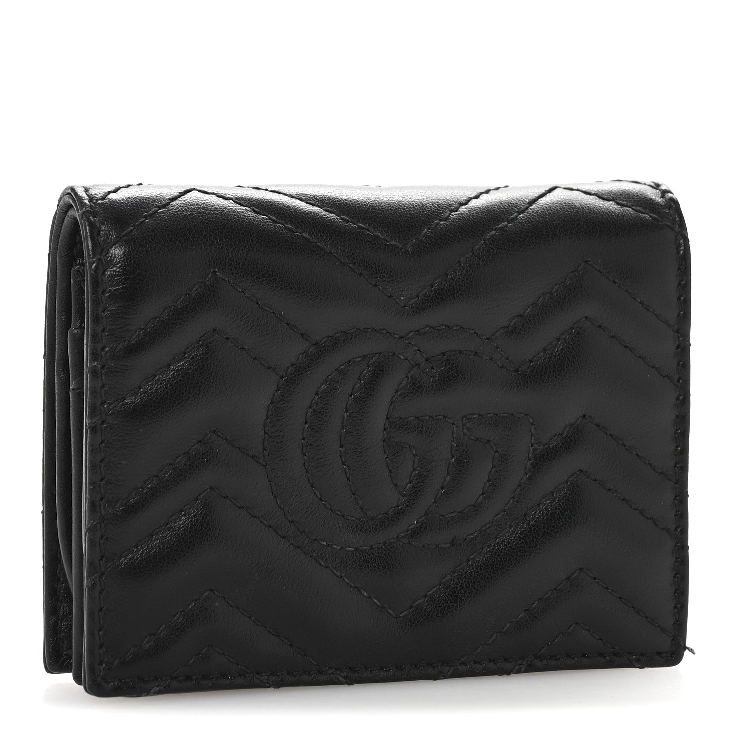 Calfskin Matelasse GG Marmont  Case Wallet Black