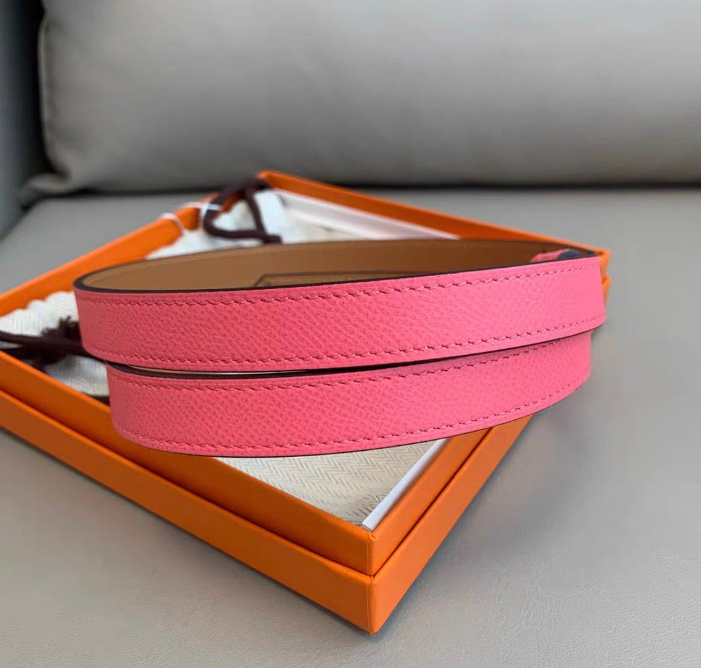 Hermes Kelly belt lipstick pink and gold hardware