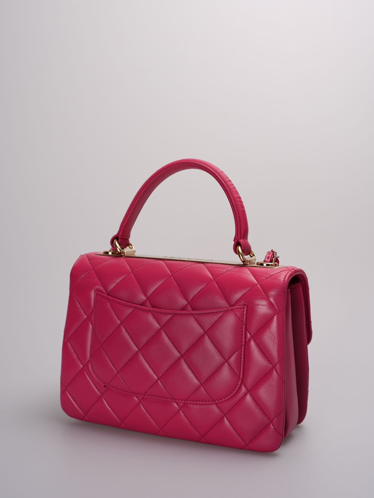 Chanel Small Trendy CC Bag in Hot Pink Lambskin Leather with Gold Hardware