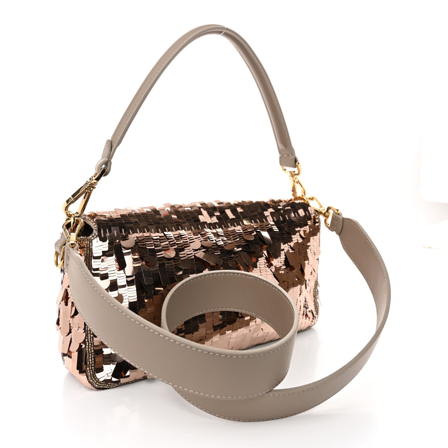 Sequin Paillettes Vitello Grace Sex and the City Baguette Tortora