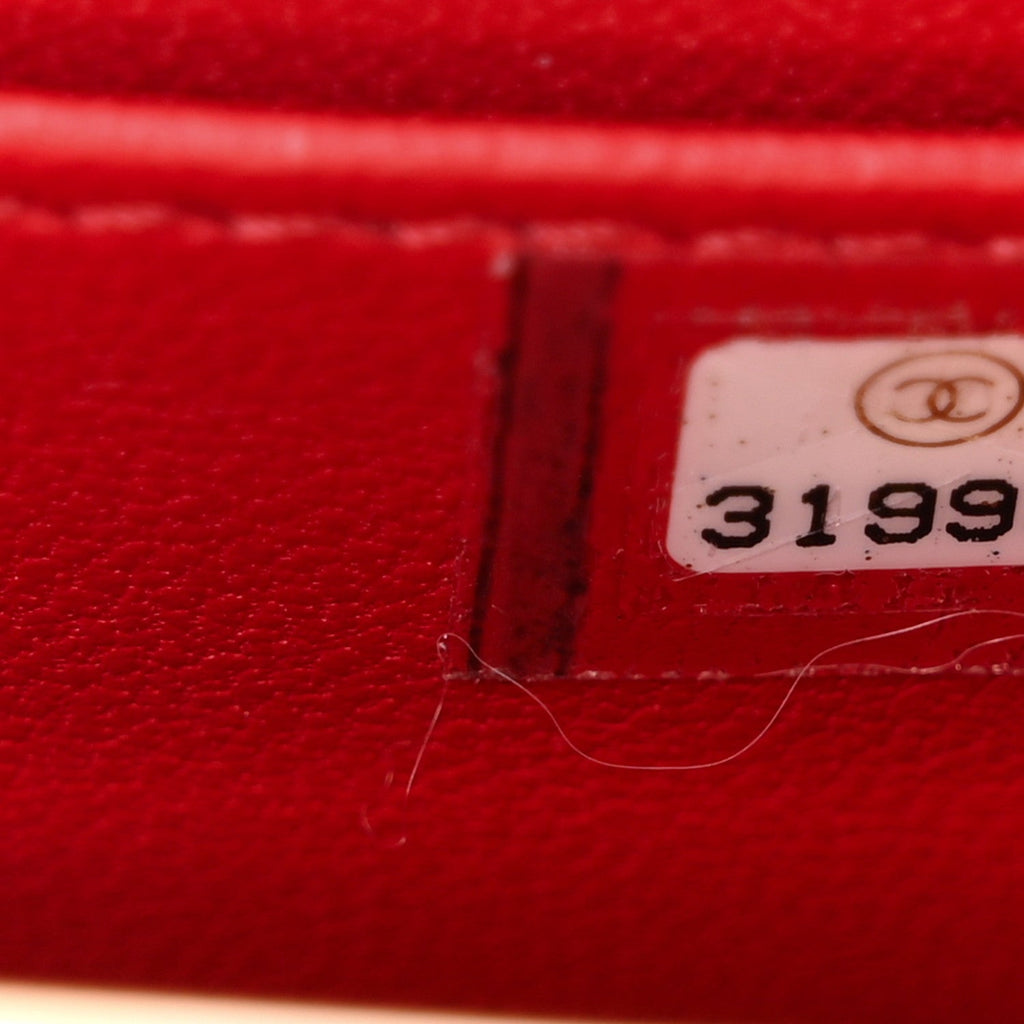 Lambskin Quilted Small Box With Chain Red