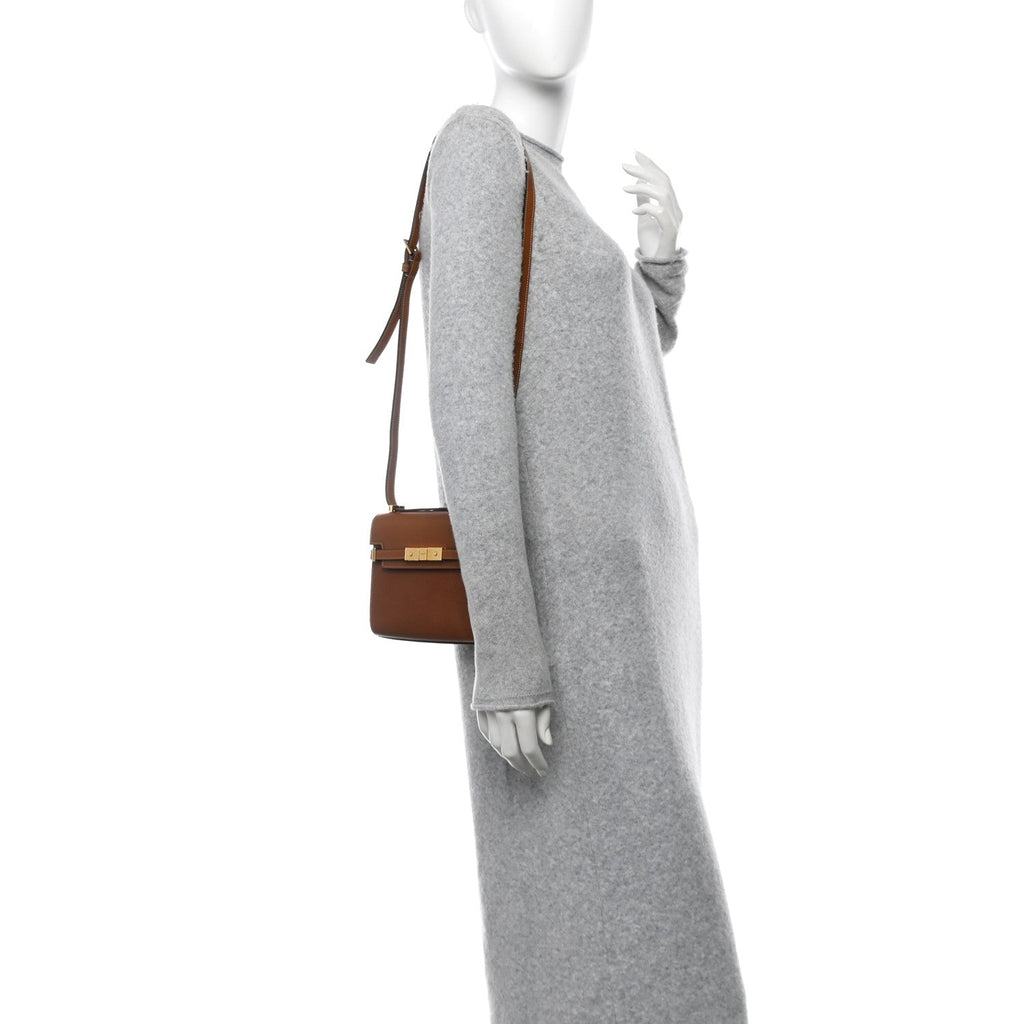 Smooth Calfskin Mini Manhattan Shoulder Bag Brick Ebony