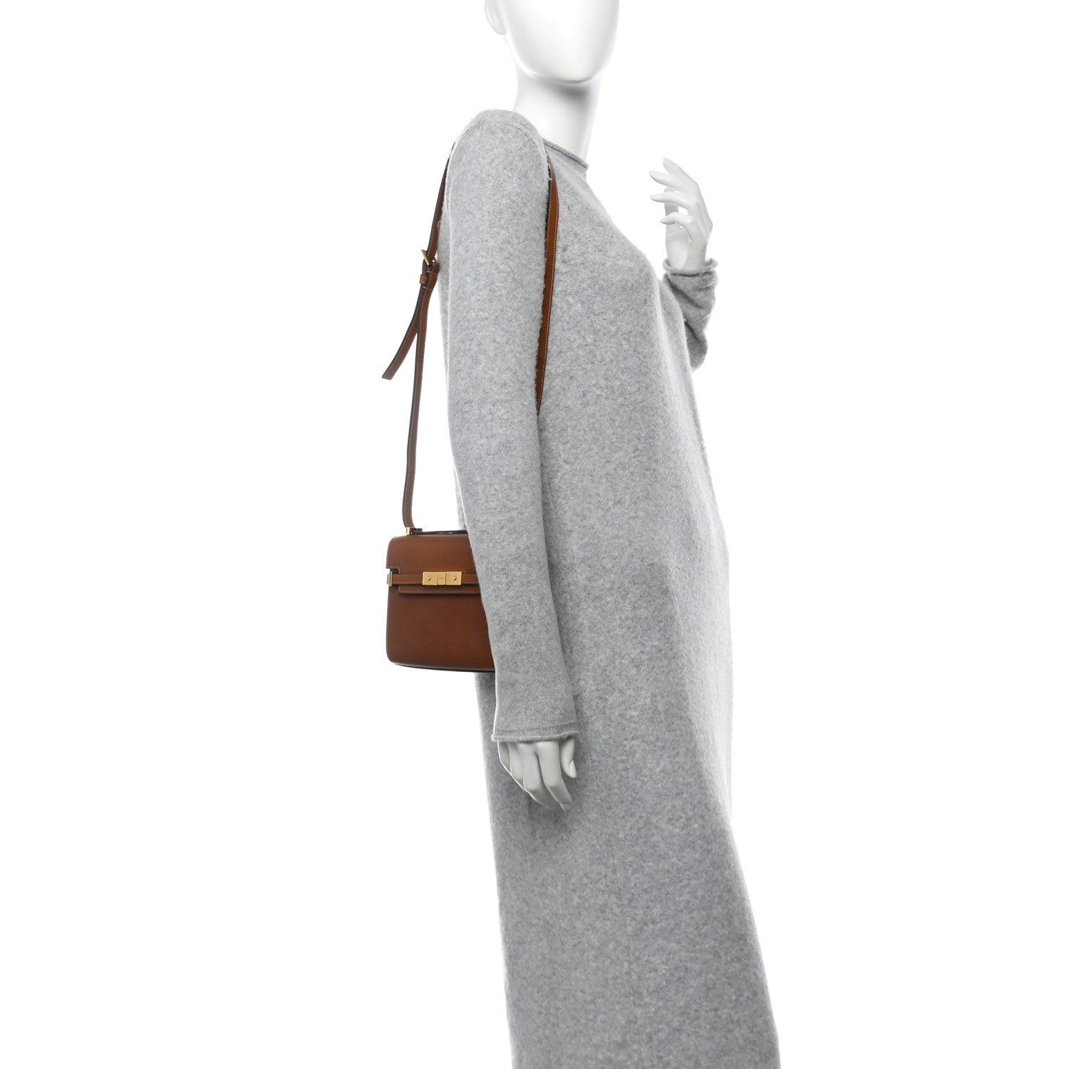 Smooth Calfskin Mini Manhattan Shoulder Bag Brick Ebony