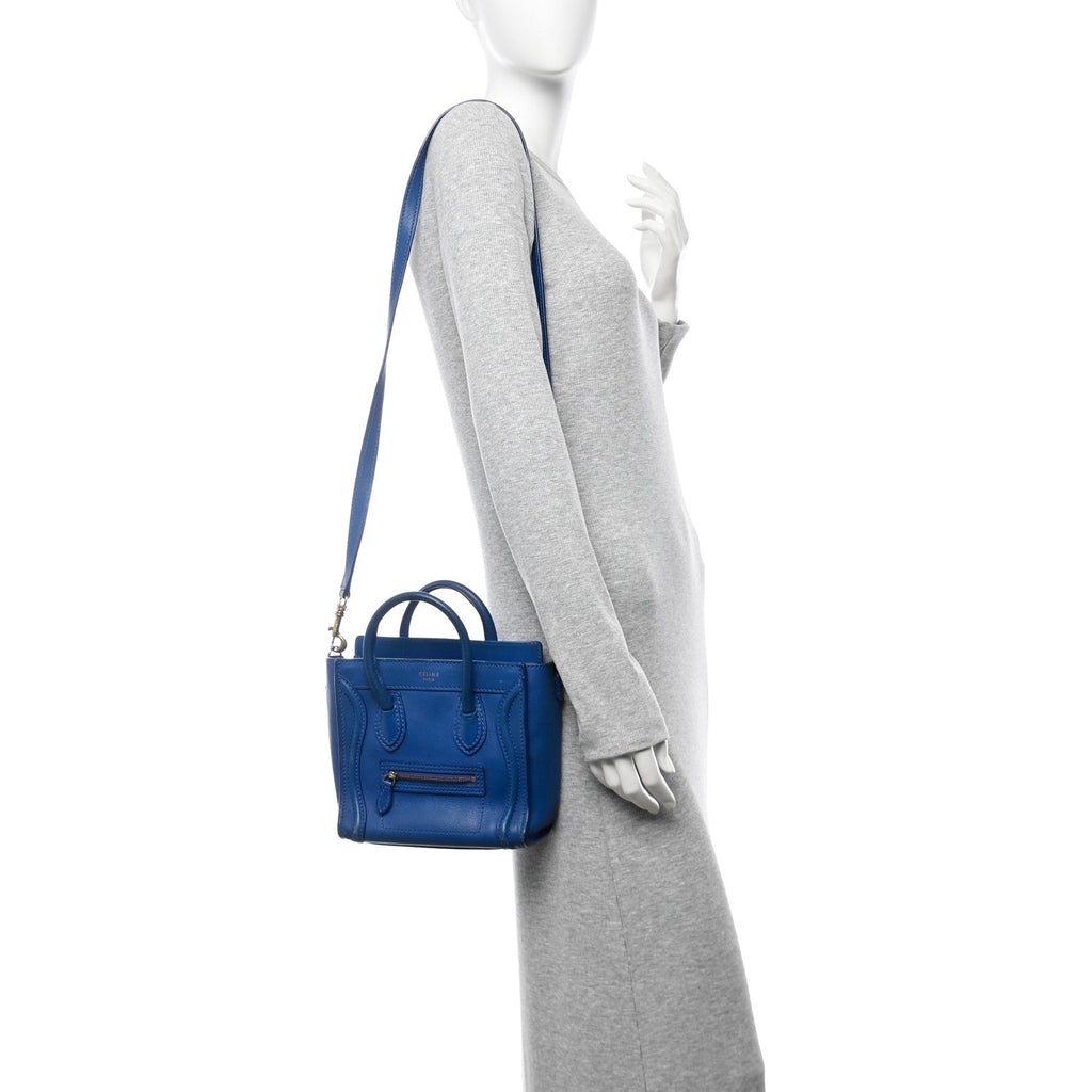 Drummed Calfskin Nano Luggage Indigo