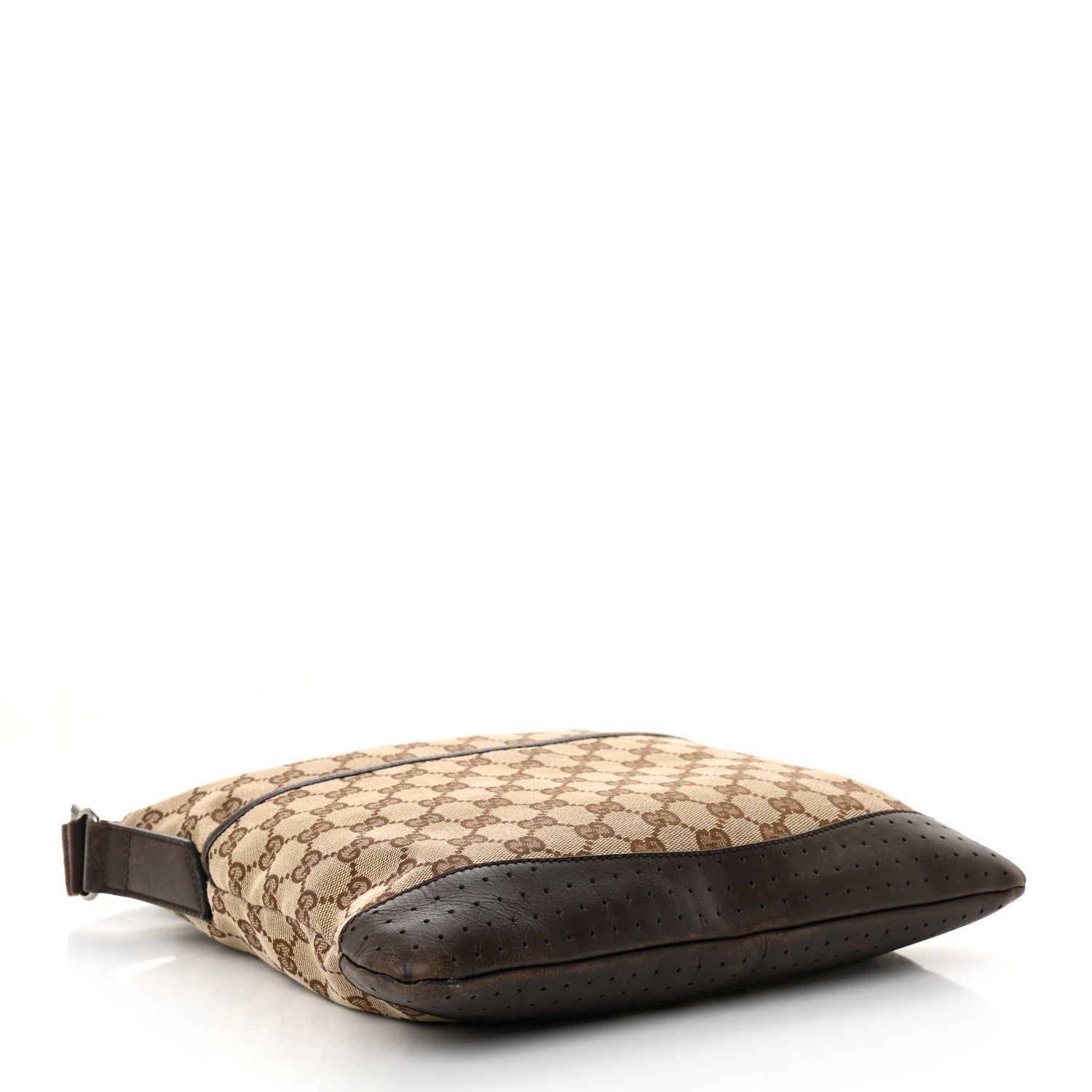 Monogram Calfskin Perforated Medium Flat Messenger Bag Dark Brown