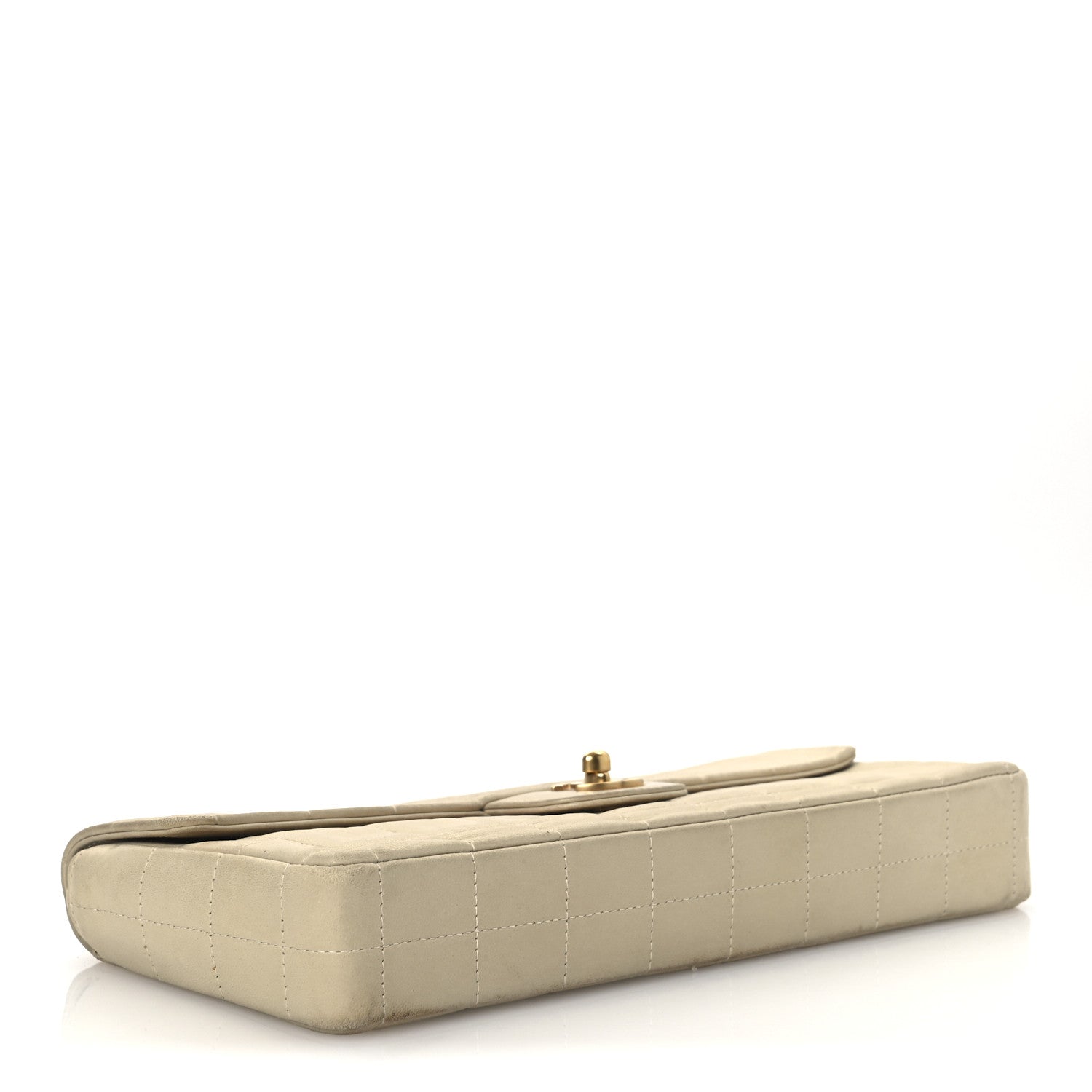 Lambskin East West Chocolate Bar Flap Ivory