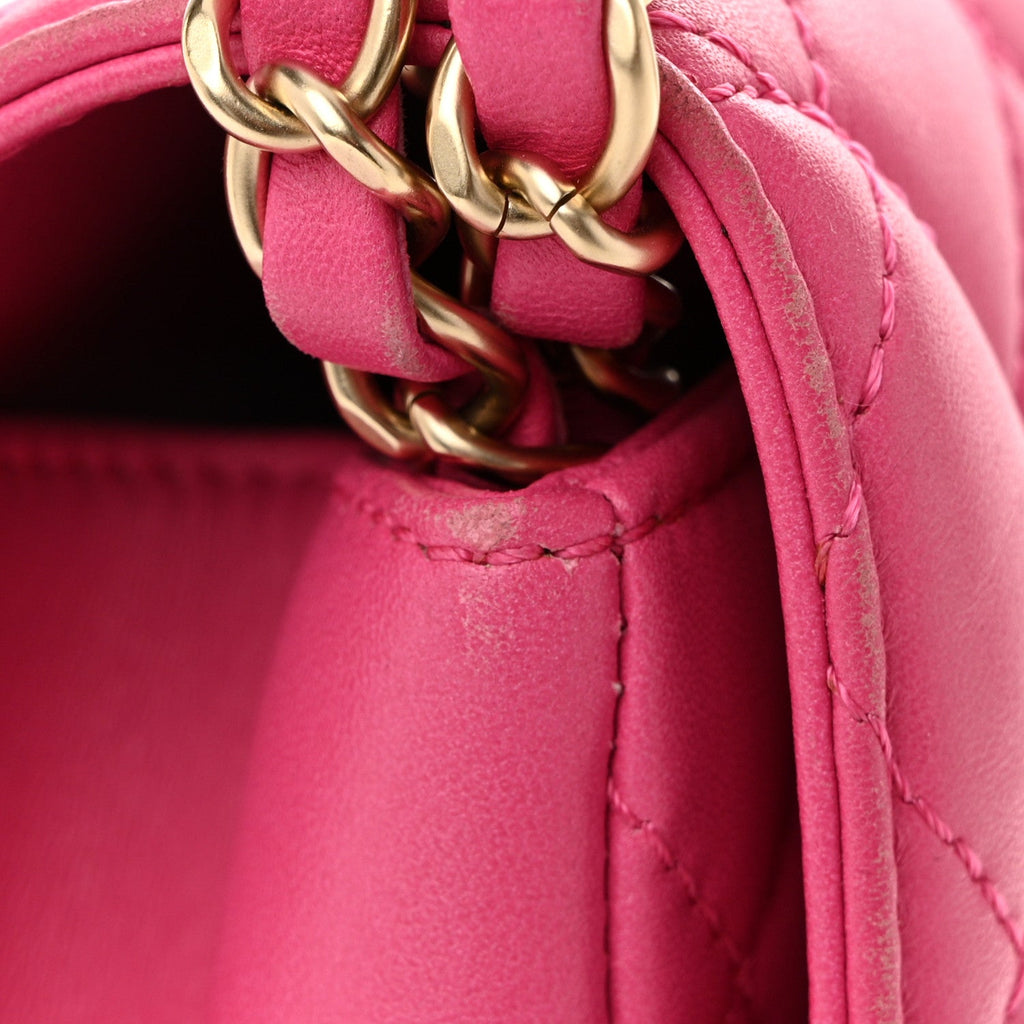 Lambskin Quilted Medium Mademoiselle Chic Flap Fuchsia