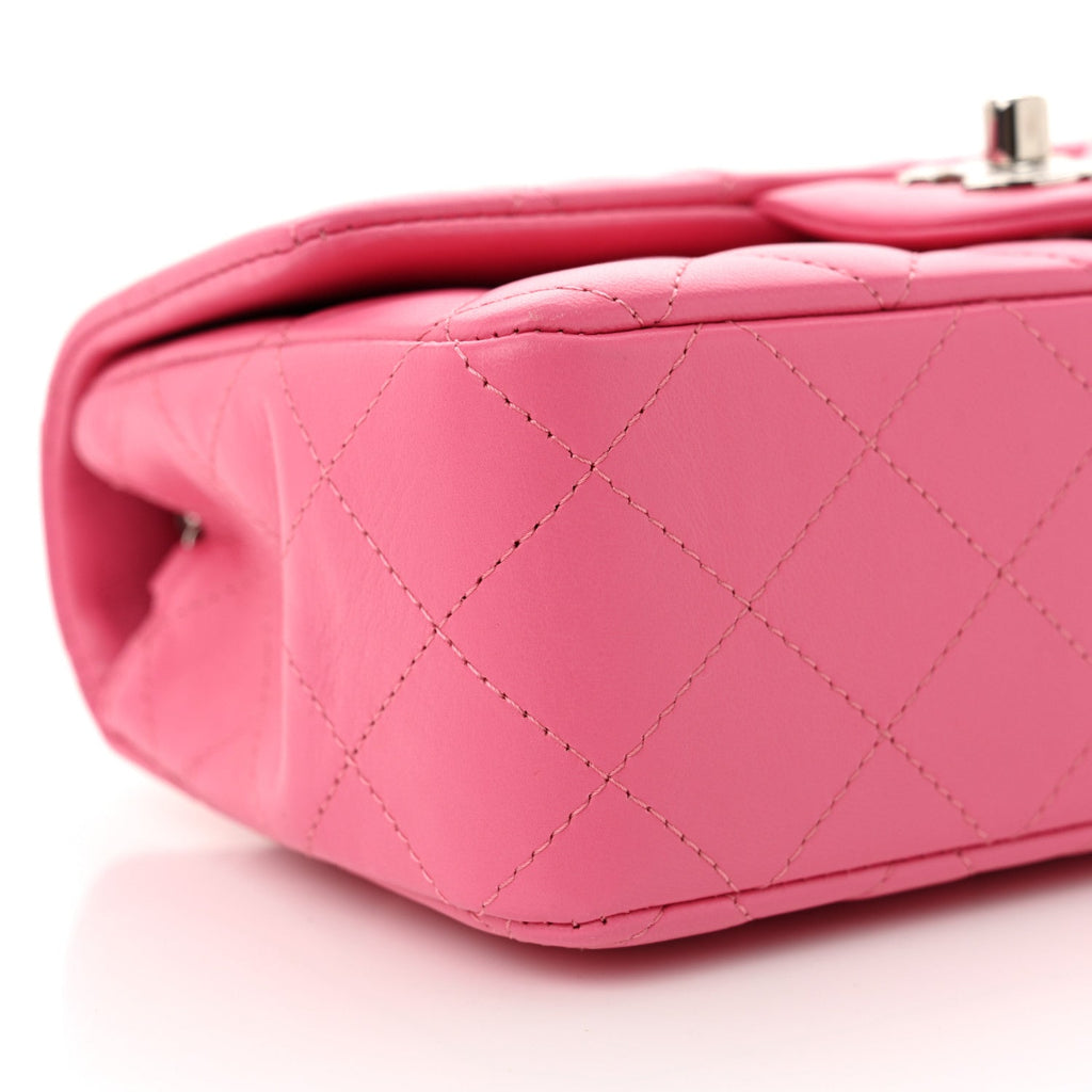 Lambskin Quilted Mini Rectangular Flap Pink