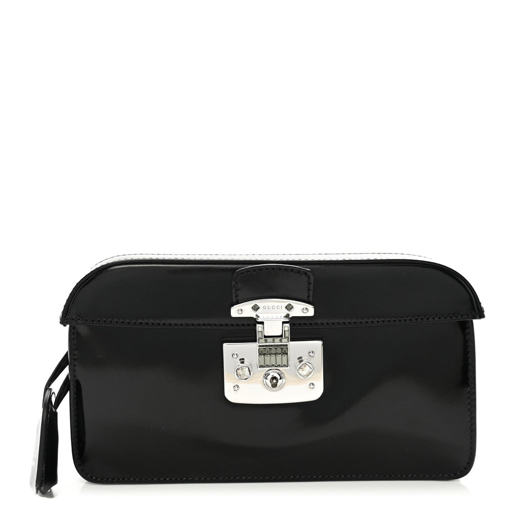 Regent Calfskin Small Lady Lock Briefcase Clutch Black