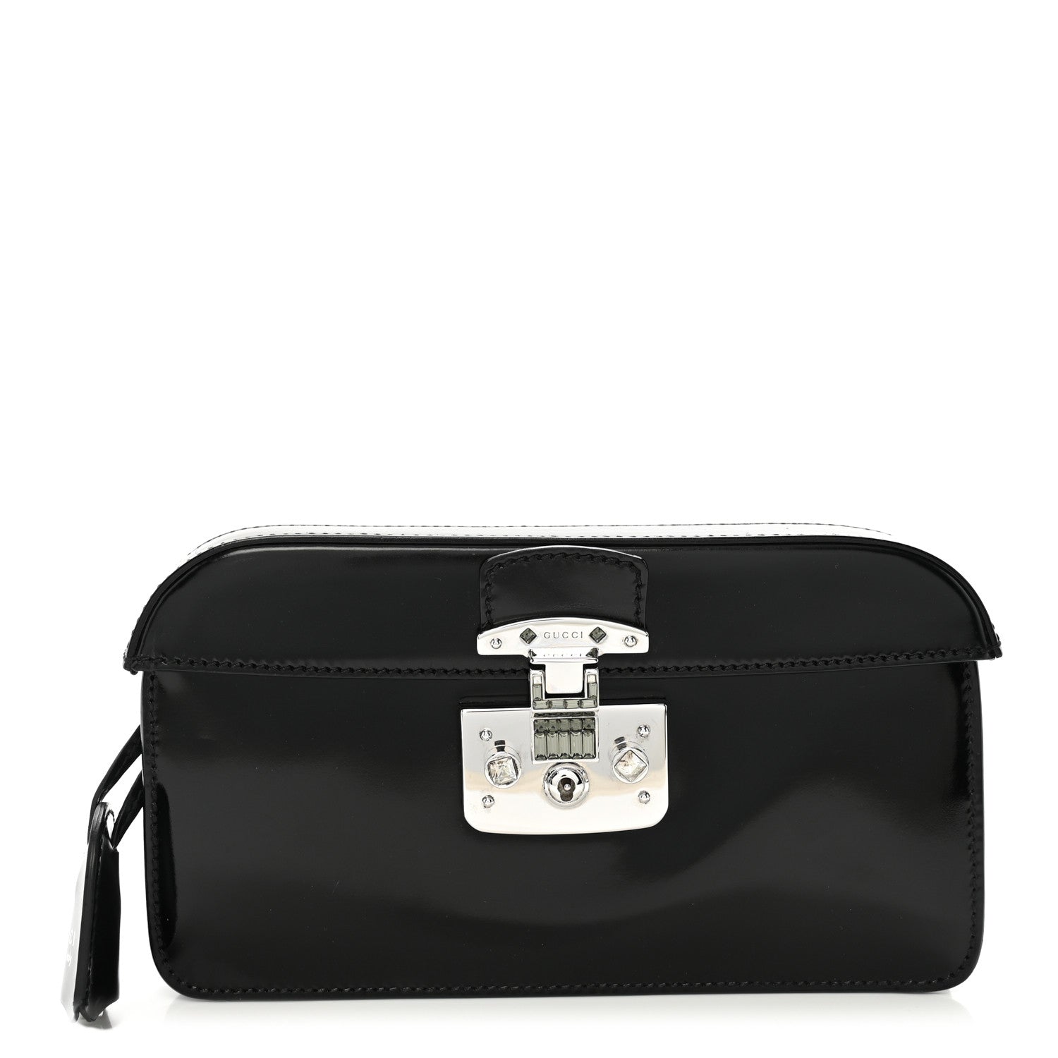 Regent Calfskin Small Lady Lock Briefcase Clutch Black