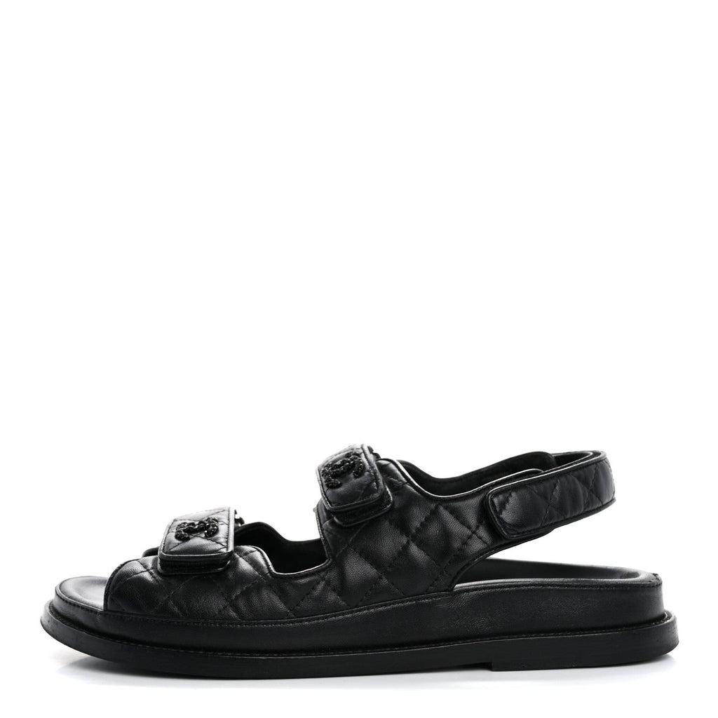Lambskin Velcro Dad Sandals 38 So Black