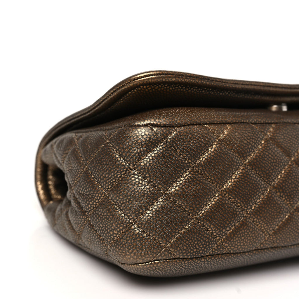 Metallic Caviar Medium Timeless CC Flap Bronze