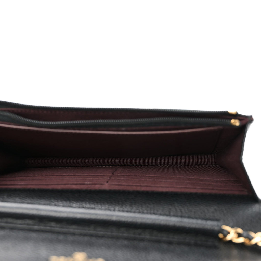 Caviar Quilted Wallet on Chain WOC Black