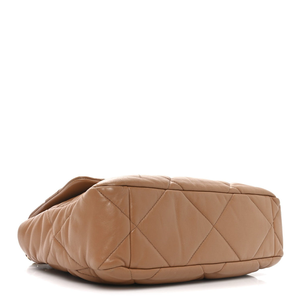Lambskin Quilted Large Chanel 19 Flap Brown