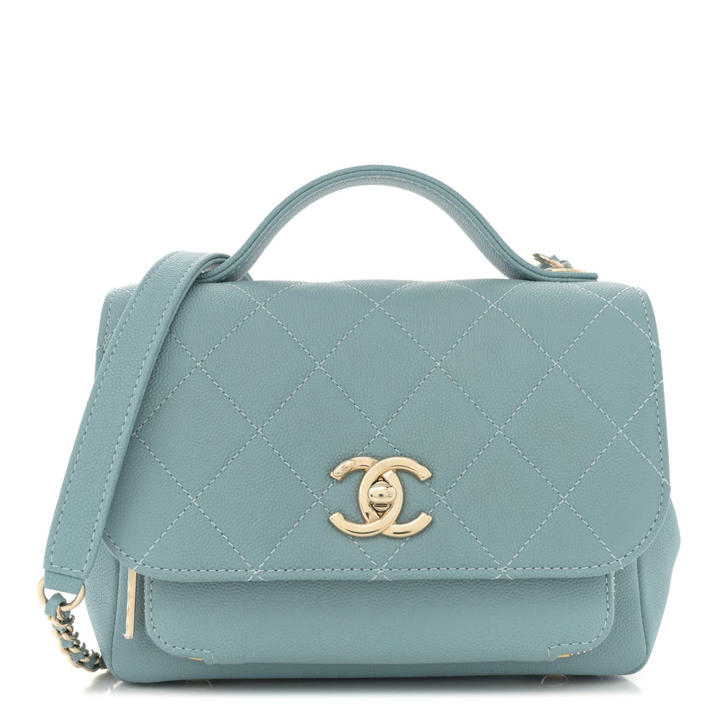 Caviar Quilted Small Business Affinity Flap Blue