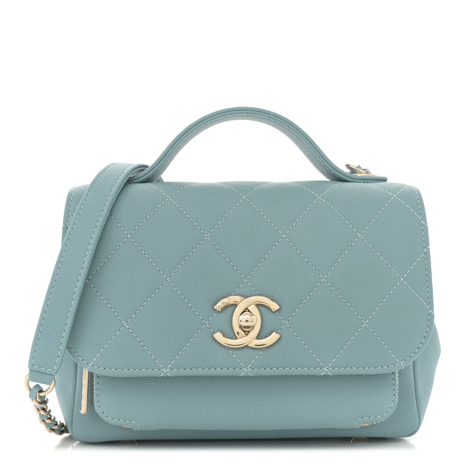 Caviar Quilted Small Business Affinity Flap Blue